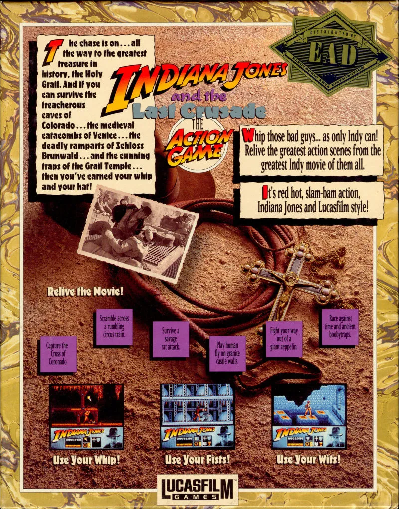 Indiana Jones and the Last Crusade: The Action Game box back