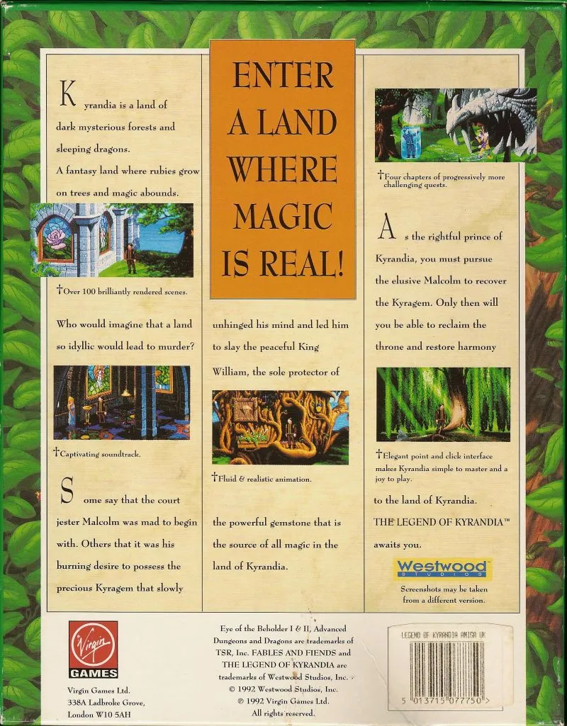 The Legend of Kyrandia: Book One box back