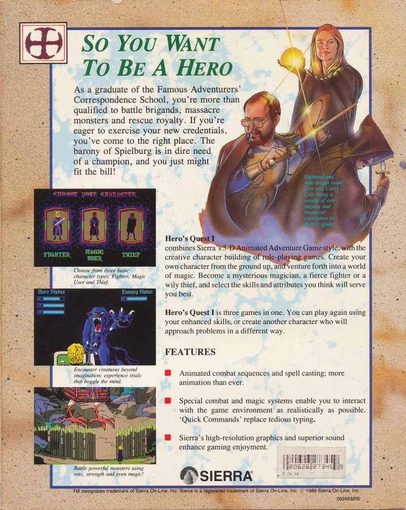 Hero's Quest: So You Want to be a Hero box back