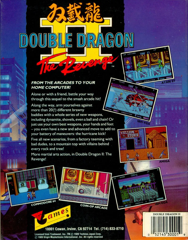 Double Dragon II: The Revenge box back