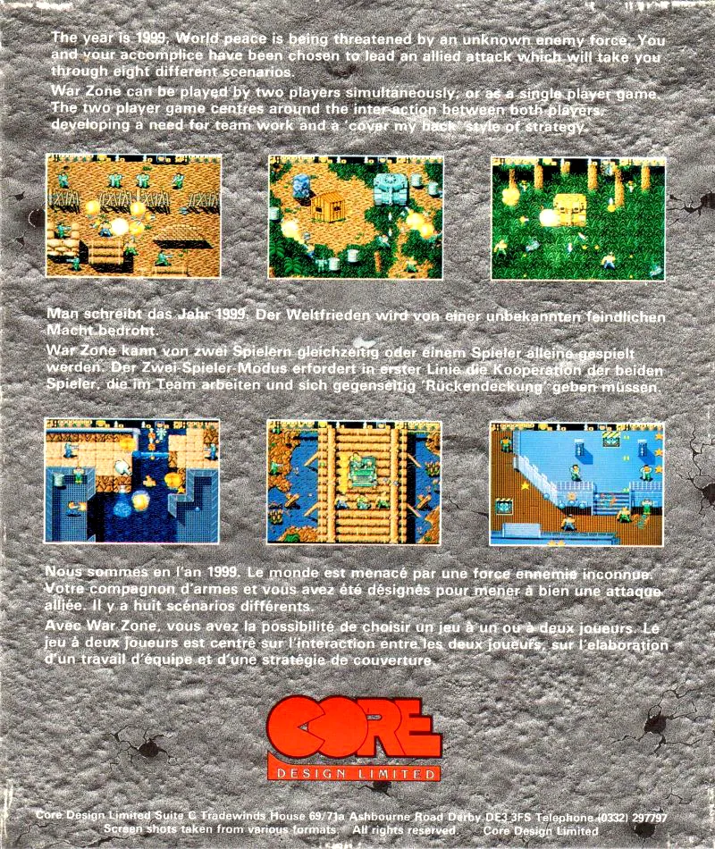 War Zone (Core Design) box back