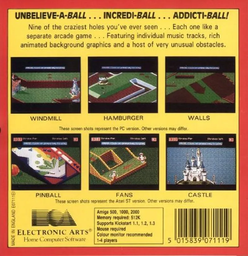 Zany Golf box back