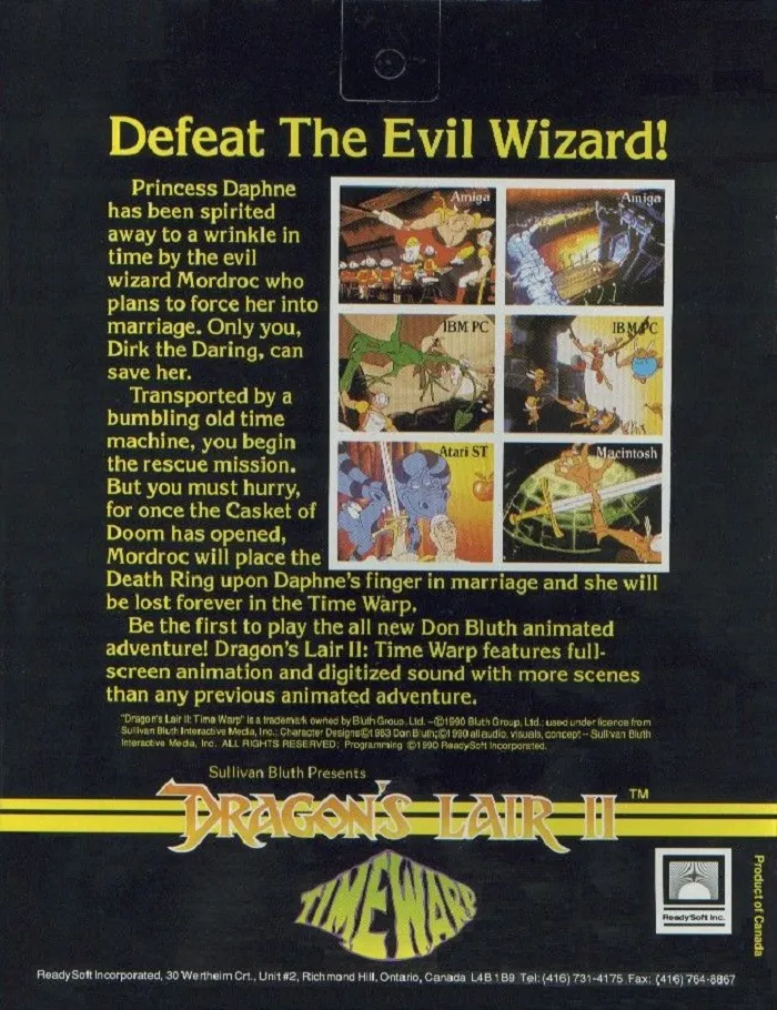 Dragon's Lair II: Time Warp box back