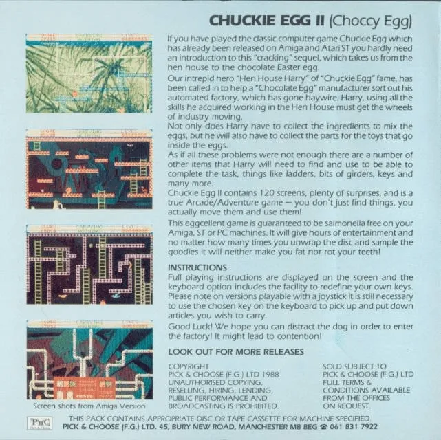 Chuckie Egg II box back