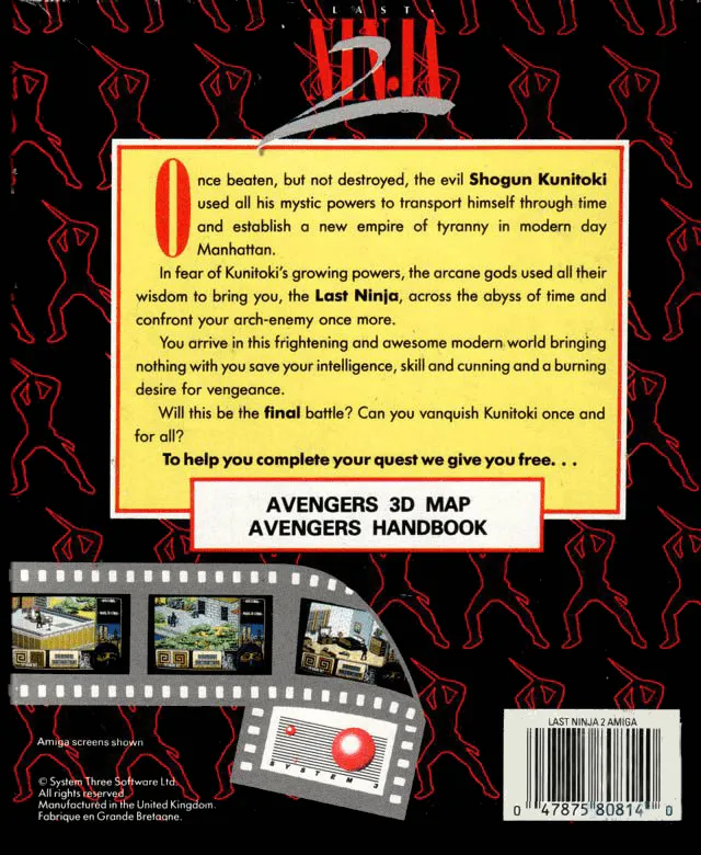 Last Ninja 2: Back with a Vengeance box back