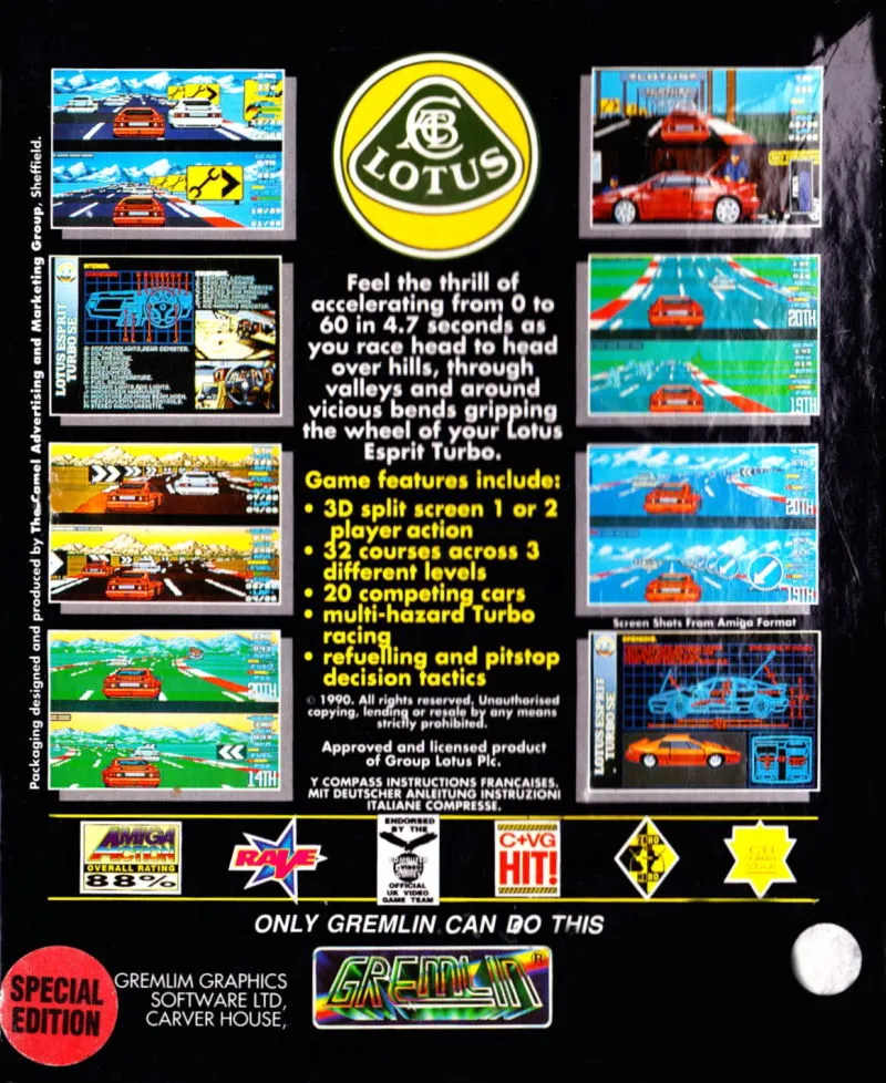 Lotus Esprit Turbo Challenge box back
