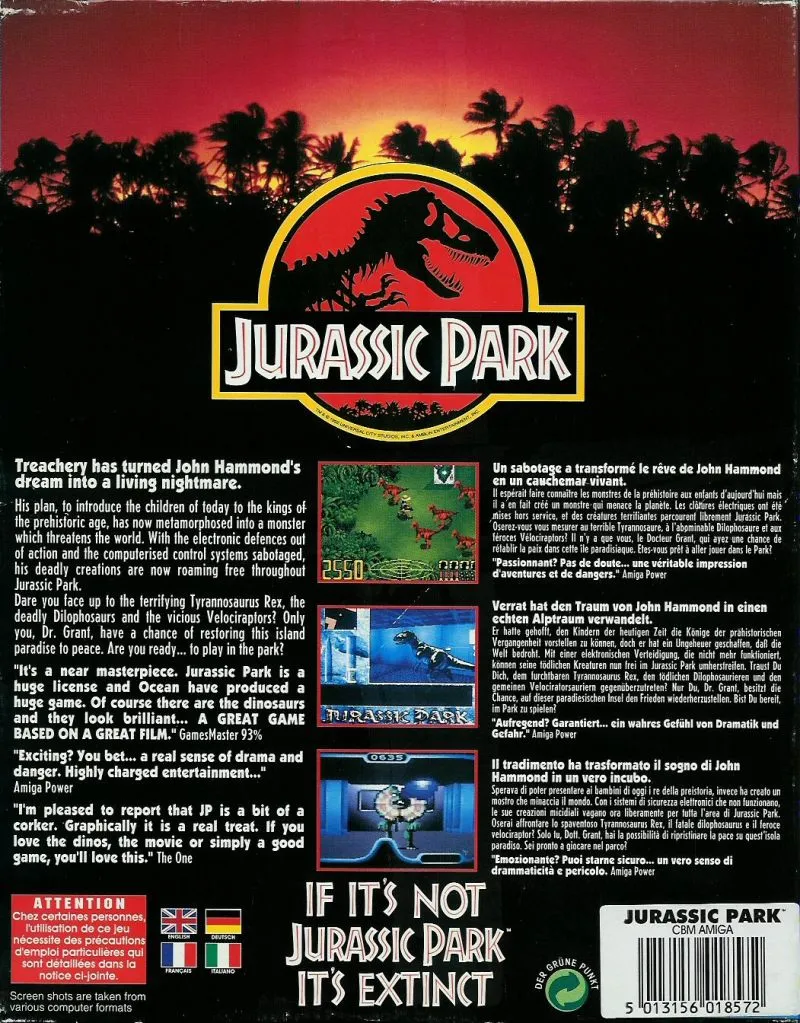Jurassic Park box back