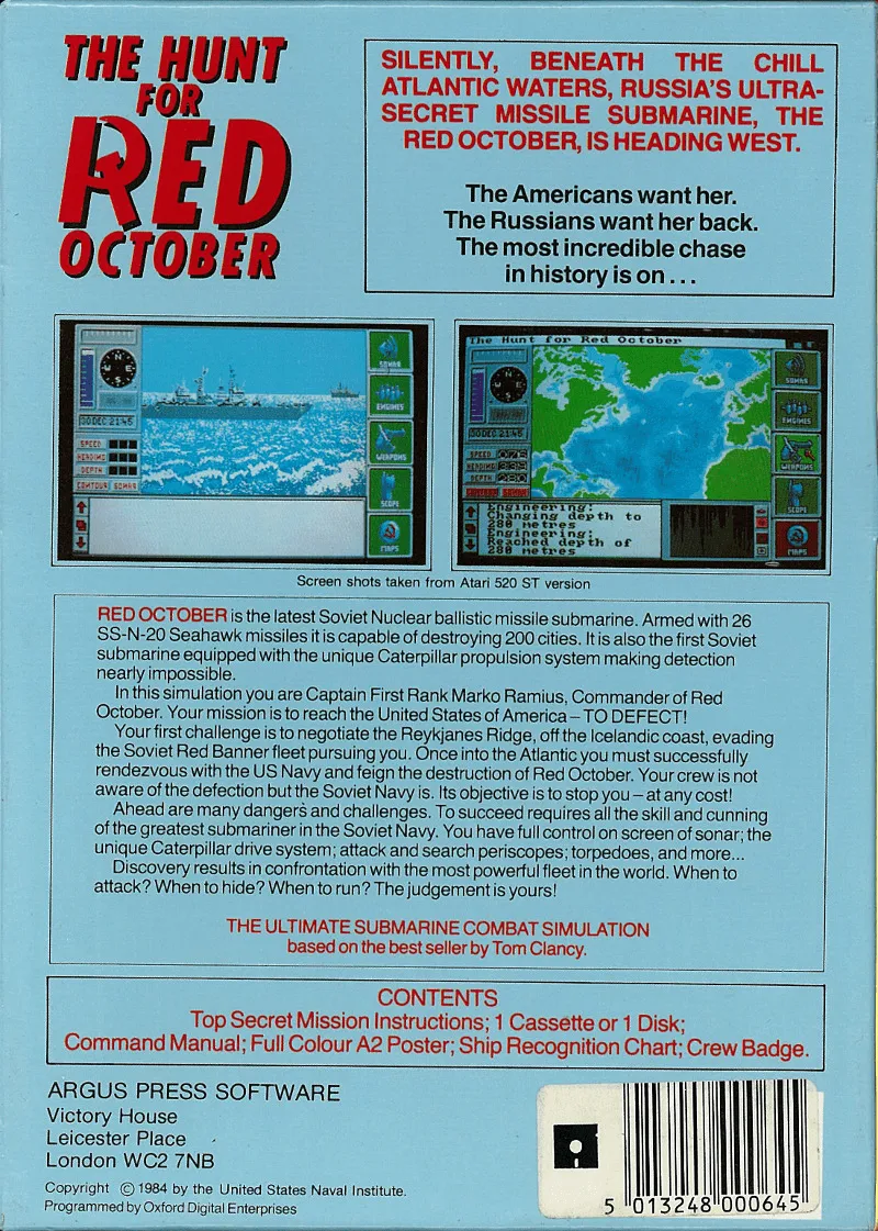 The Hunt for Red October box back