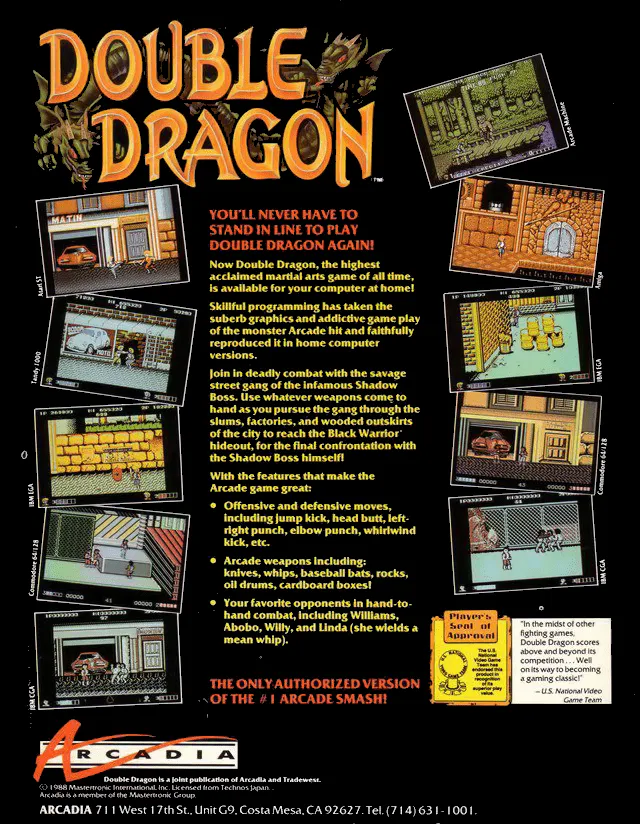 Double Dragon box back