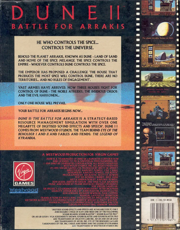 Dune II: Battle for Arrakis box back