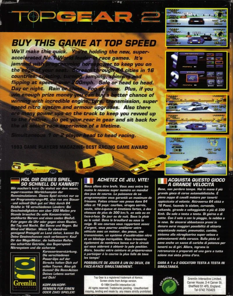 Top Gear 2 box back
