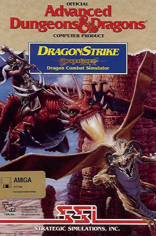 Advanced Dungeons & Dragons - DragonStrike - DragonLance Dragon Combat Simulator cover art for Commodore Amiga