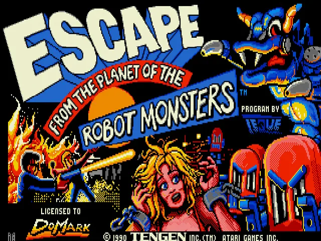 Escape from the Planet of the Robot Monsters (Europe) (Compilation - Tengen Arcade Hits) title screen
