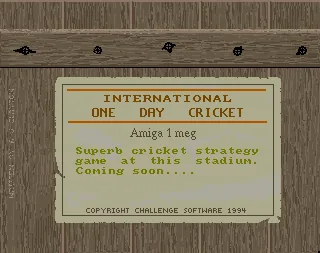 International One Day Cricket title screen