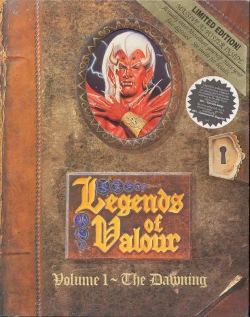 Legends of Valour - Volume 1 - The Dawning (Europe) (Menu - DOS) cover art for Commodore Amiga