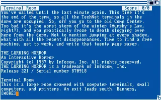 Lurking Horror, The (USA) (r221) title screen