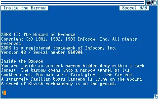 Zork II - The Wizard of Frobozz title screen