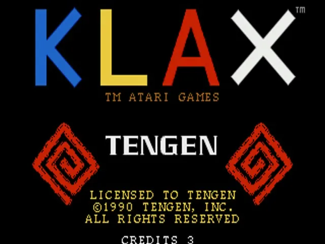Klax (Europe) (Compilation - Tengen Arcade Hits) title screen
