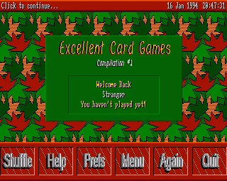 Excellent Card Games title screen