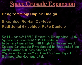 Space Crusade - The Voyage Beyond (Europe) (En,Fr,De,It) (Addon) title screen