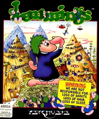 Backdrop artwork for Lemmings (Europe) (Book Club)