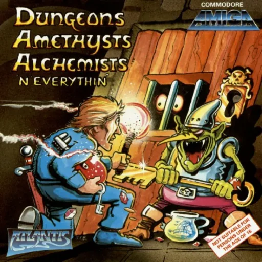 Dungeons, Amethysts, Alchemists 'n' Everythin' cover art for Commodore Amiga