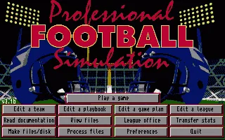 Professional Football Simulation (Europe) (v3.1b) title screen