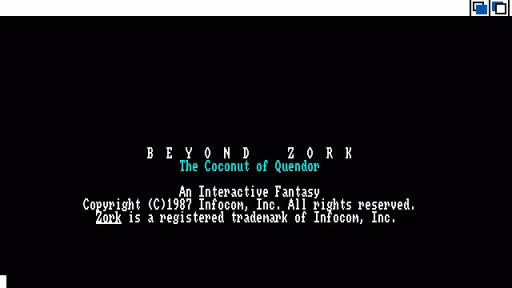 Beyond Zork - The Coconut of Quendor (USA) (r57) title screen