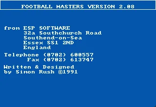 Football Masters title screen