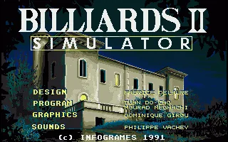 Billiards II Simulator title screen