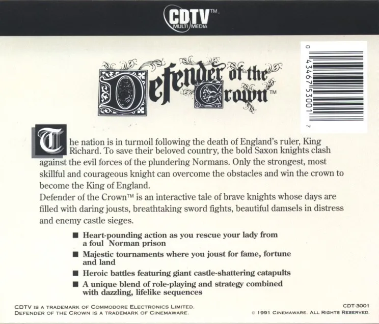Defender of the Crown box back