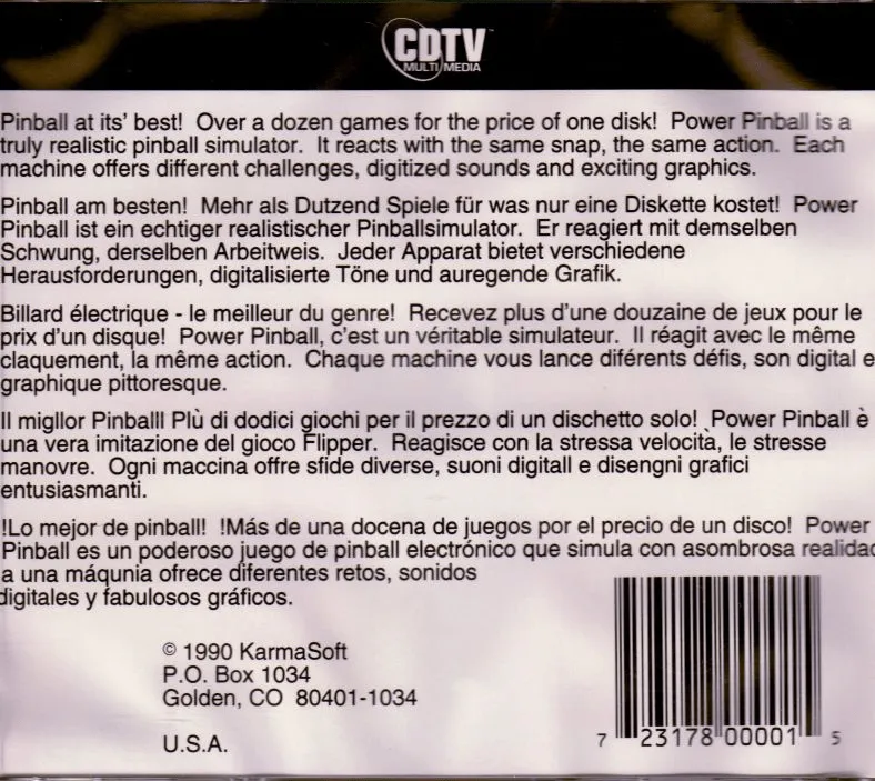 Power Pinball box back