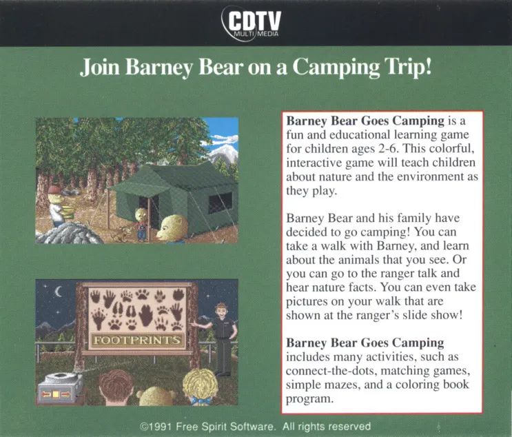 Barney Bear Goes Camping box back