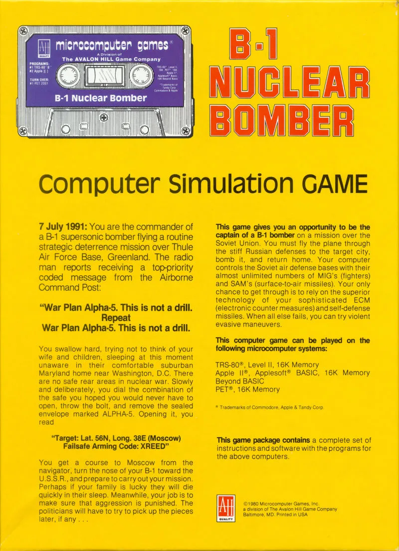 B-1 Nuclear Bomber box back