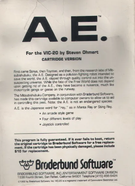A.E. box back