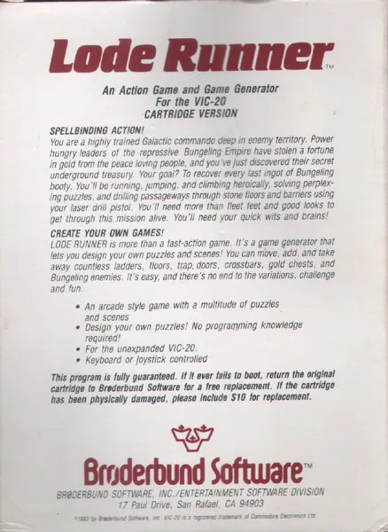 Lode Runner box back
