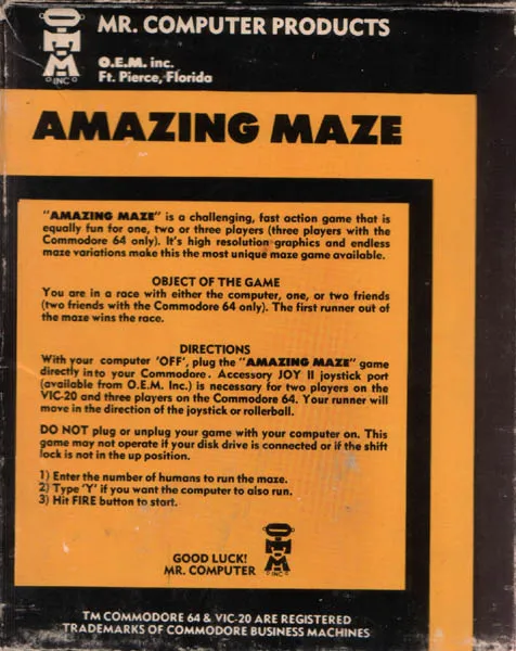 Amazing Maze box back