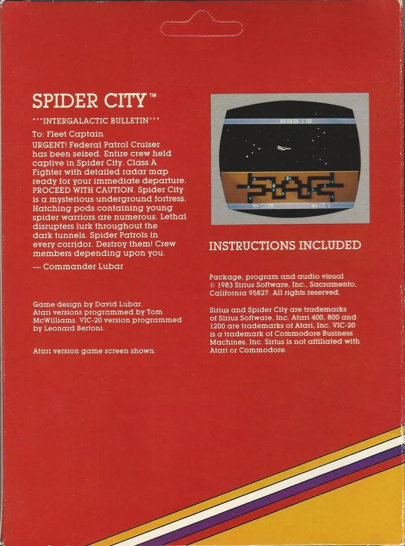 Spider City box back