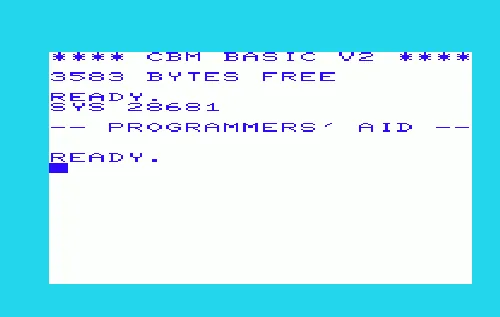 Programmer's Aid Cartridge (World) (SYS 28681) title screen