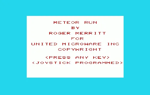Meteor Run title screen