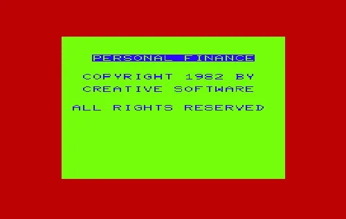 Personal Finance title screen