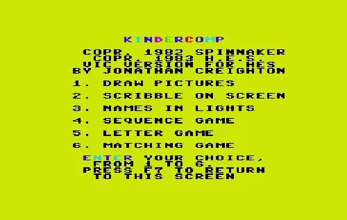 Kindercomp title screen