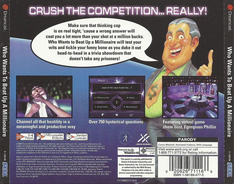Who Wants To Beat Up A Millionaire box back