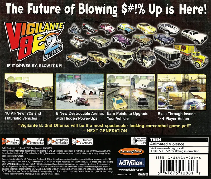 Vigilante 8: 2nd Offense box back