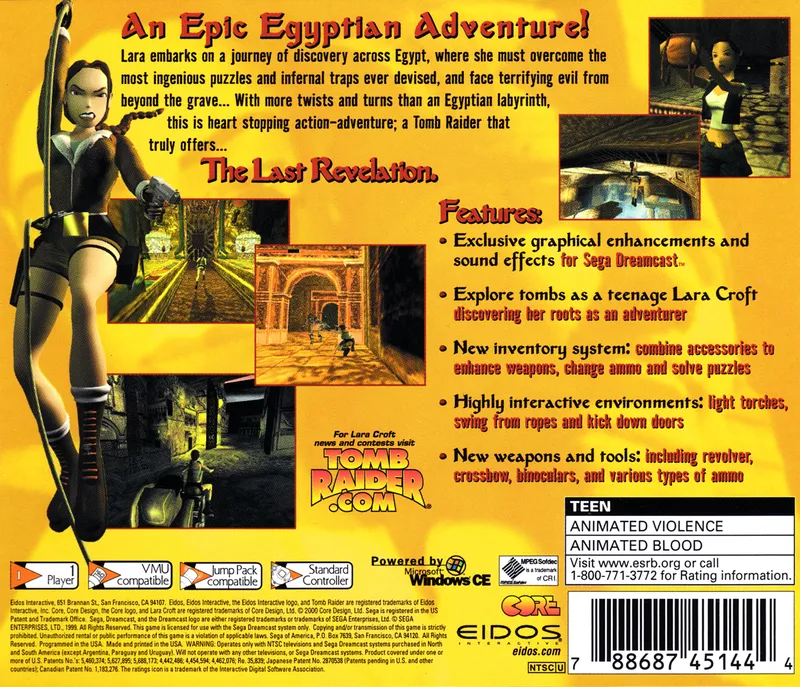 Tomb Raider: The Last Revelation box back