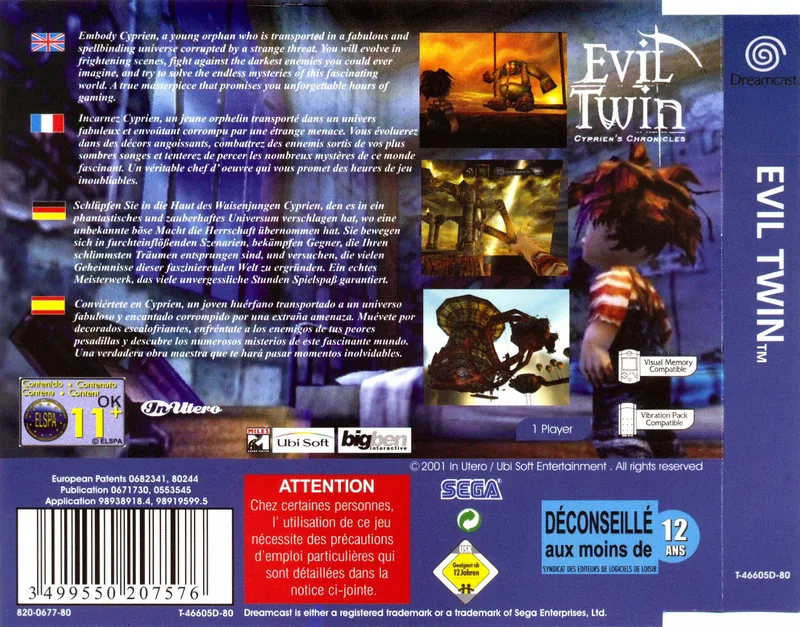 Evil Twin: Cyprien's Chronicles box back