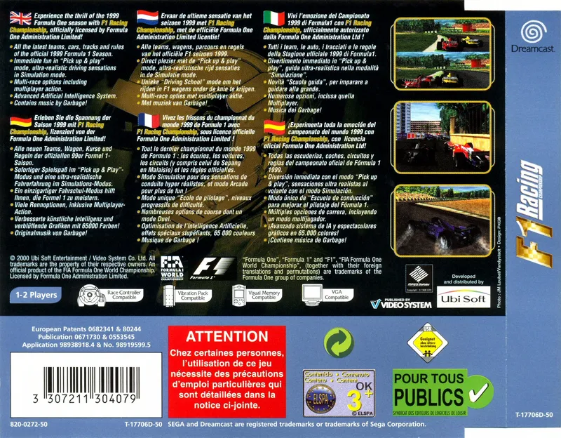 F1 Racing Championship box back