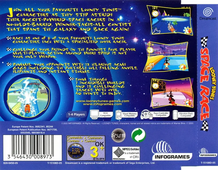 Looney Tunes: Space Race box back