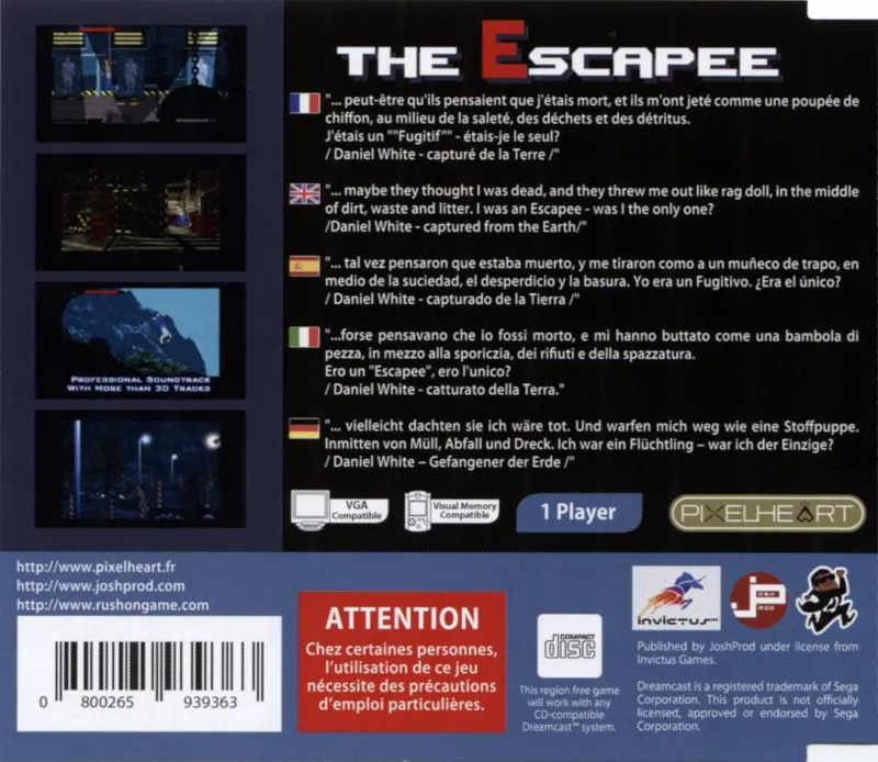 The Escapee box back
