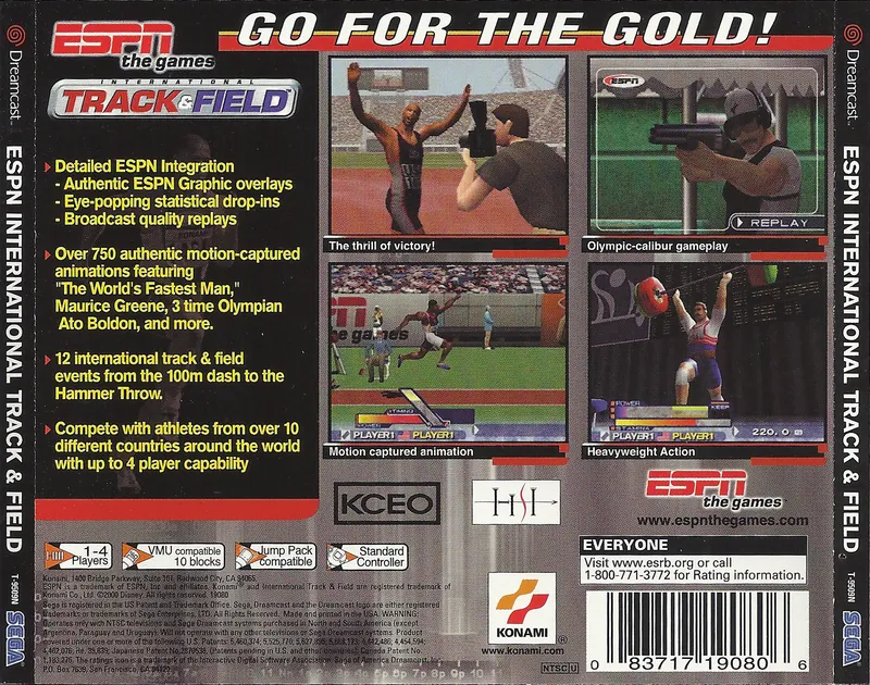 ESPN International Track & Field box back